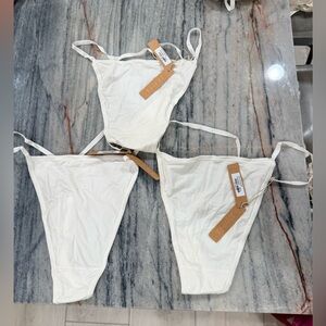 NWT SKIMS 3 Piece Bundle Thong White Panties Set LOT 39